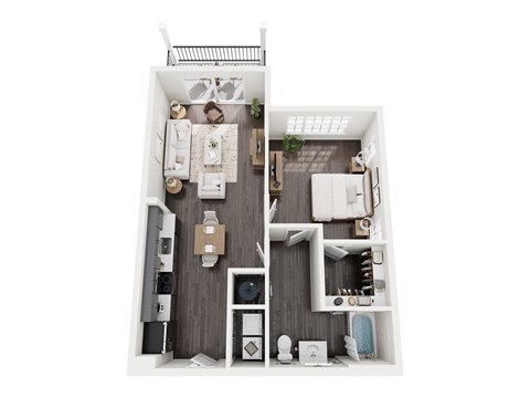 Floor plan for 1 bed, 1 bath, 787 sqft